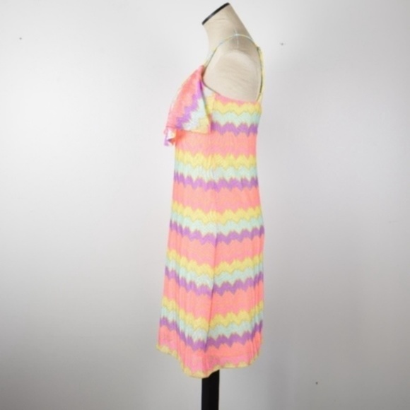 Lilly Pulitzer Laya Ruffle Neon Striped Mini Dress S - Picture 4 of 4